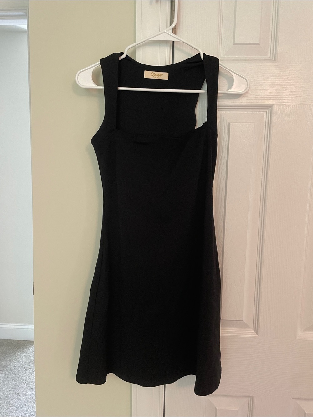 Sleeveless Black Square-Neck Mini Dress